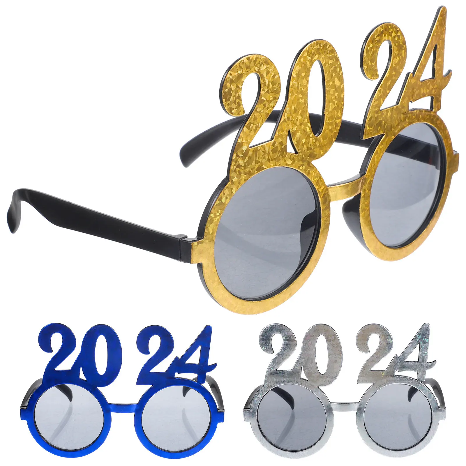 

3Pcs Funny Number Glasses Party Eyewear Bright Cool Eyeglasses Props New Year Party Supplies 2024 Photo Props Decorative Eyewear