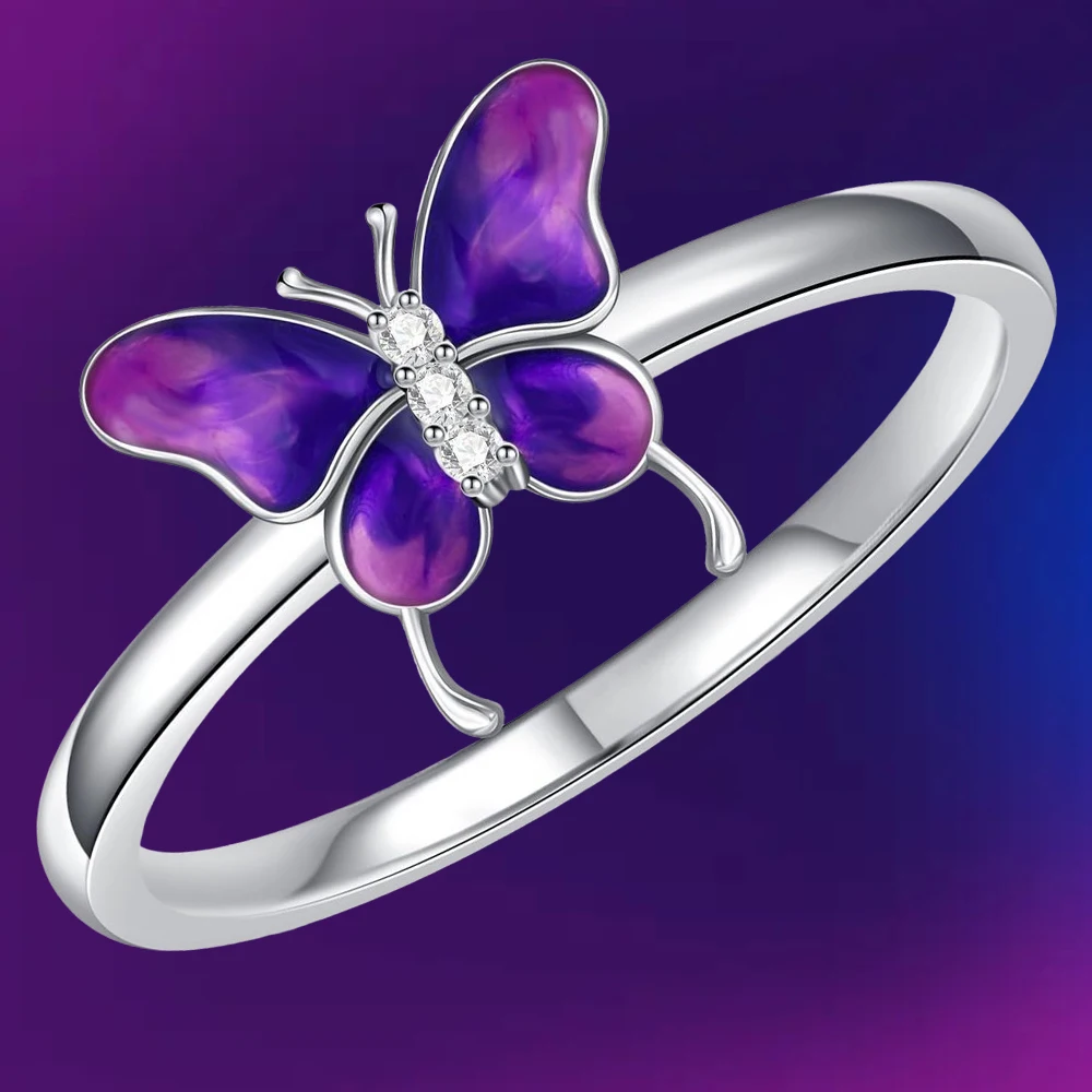 1pc Butterfly Rings for Anxiety Band Ring Promise Rings Anti Stress Mood Rings Valentine's Day anniversary, birthday party gifts