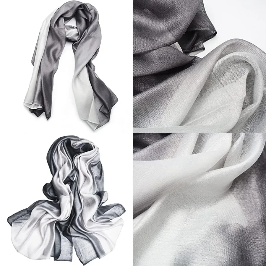 

Cotton Silk Scarf Elegant Soft Wraps Color Shade Scarves for Women