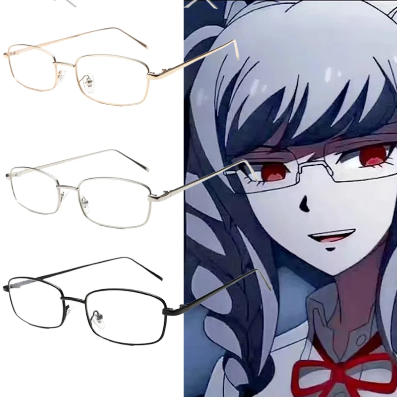 

Anime Danganronpa Peko Pekoyama Metal Frame Glasses Cosplay Rectangle Flat Mirror Halloween Cosplay Glasses Props Accessories