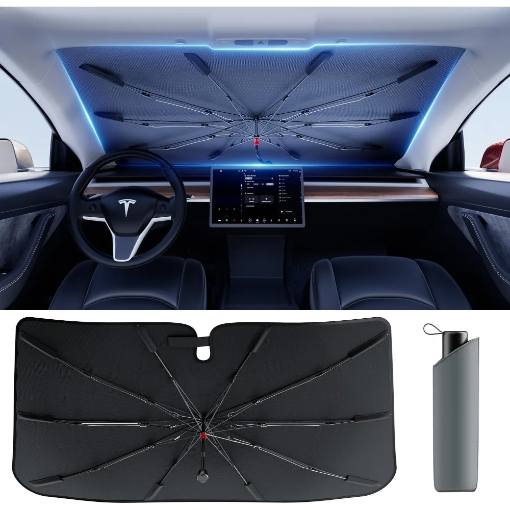

[Upgrade] Umbrella Windshield Sun Shade, [Nano-Ice-Crystal Coatings] Umbrella Sunshade for Car - Protect Interior from UV & Kee