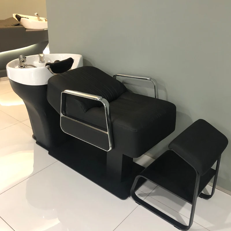 

Barber shop simple shampoo bed, hair salon ceramic deep basin flushing bed, dedicated to hair salons