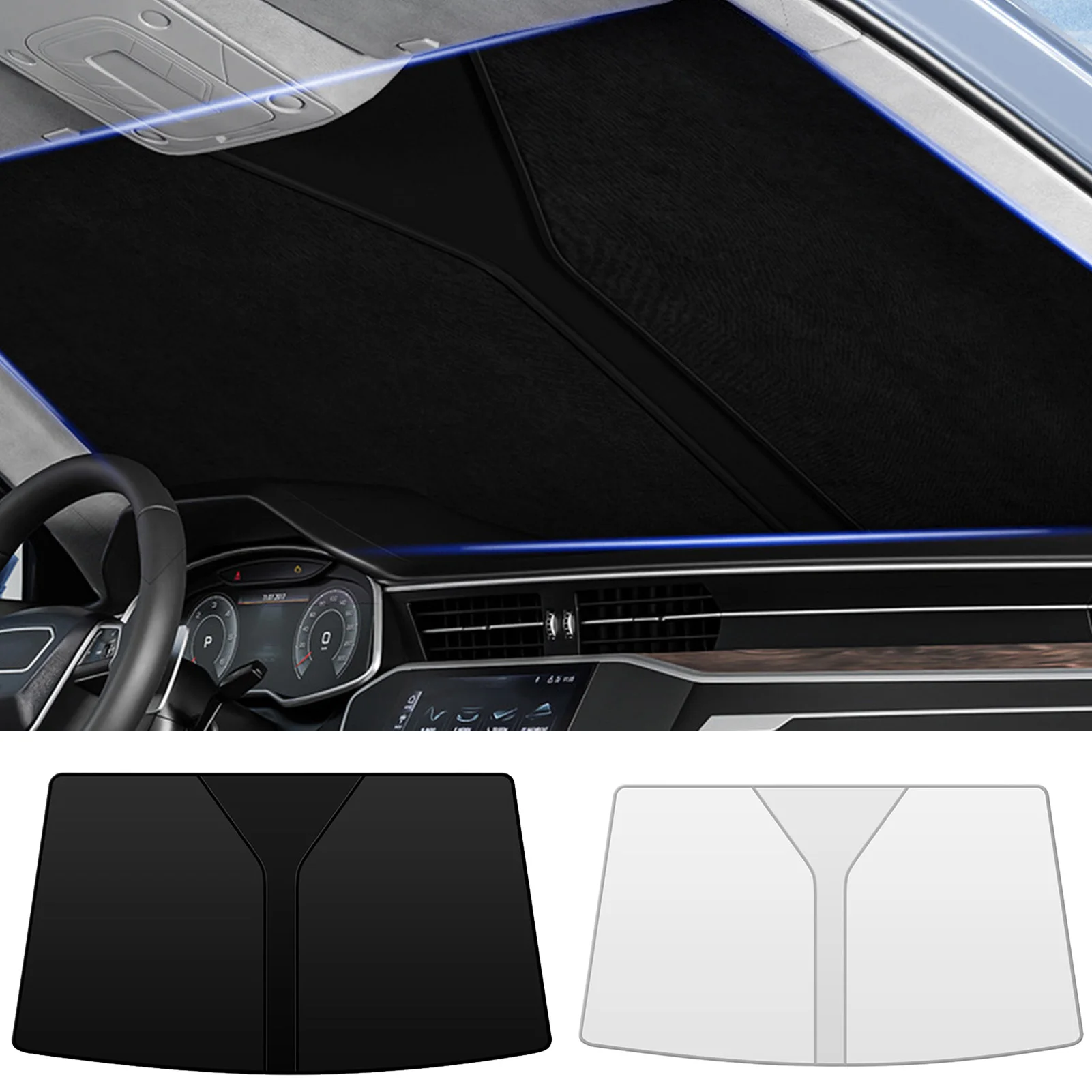 Windscreen Sun Shade Auto Front Windshield Cover For Sun Protection Universal Foldable Car Heat Sun Visor Protector With Storage