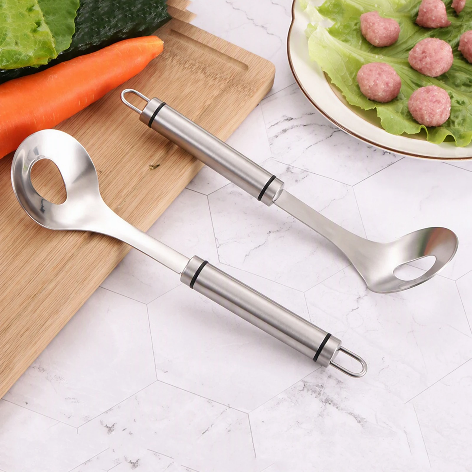 Stainless Steel Meatball Scoop Maker with Hang Loop for Shaping Round Meat Fish Food at Home