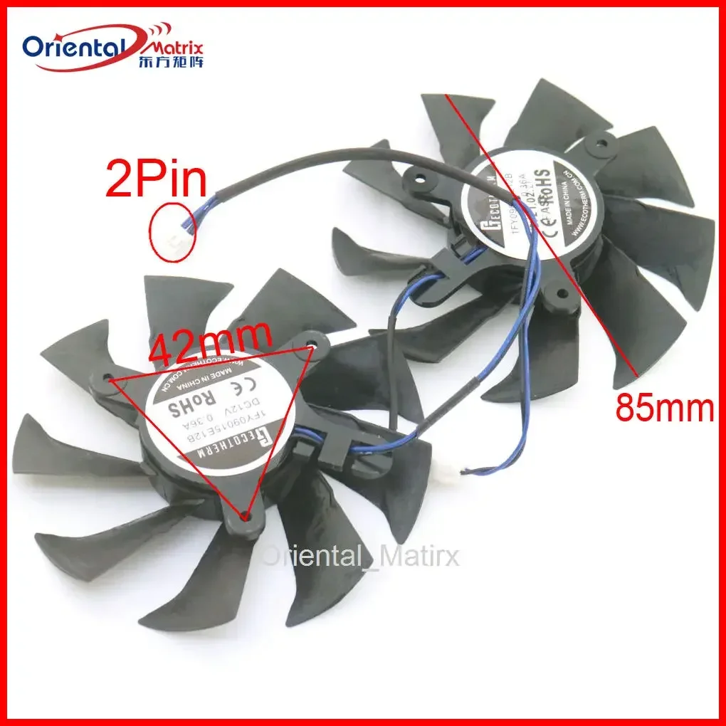 Lot de 2 ventilateurs GPU 1FY09015E12B 85 mm 12 V 0,36 A pour carte graphique ZOTAC GTX1050 GTX1050ti 4 Go Destroyer OC, ventilateur VGA
