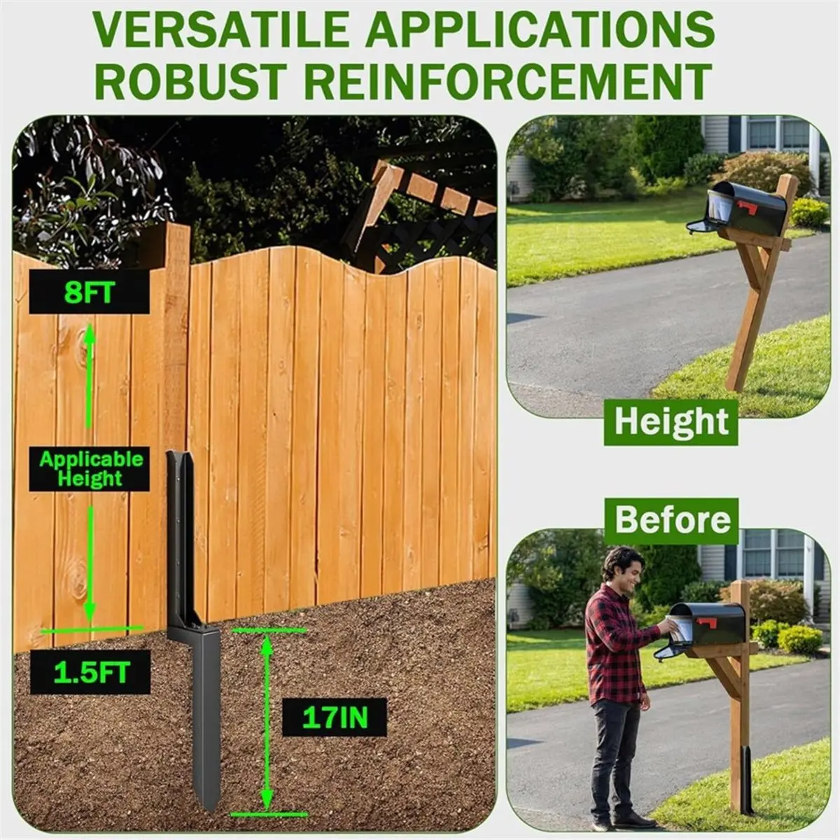 Promotion Fence Post Repair Kit, Heavy Duty Steel Fence Post Anchor Stakes,Thickened Rustproof Ground Spike for Fence Posts