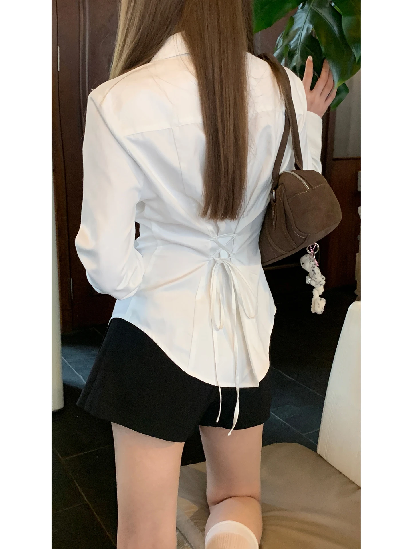 

Ele White irt Женский модный шикарный топ Супер красивая блузка G Sle Commute Sle Прямой крой Long Sve...