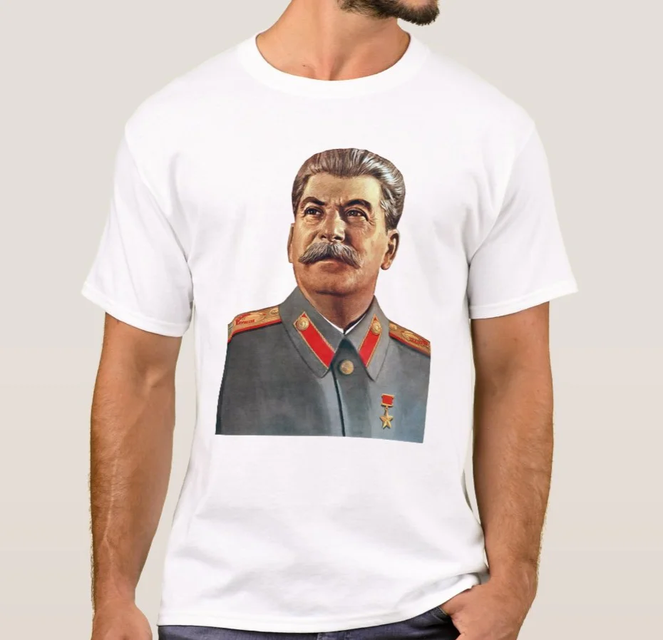 Russia USSR Communist Leader Joseph Stalin Portrait Printed T-Shirt. Summer Cotton Short Sleeve O-Neck Mens T Shirt New S-3XL