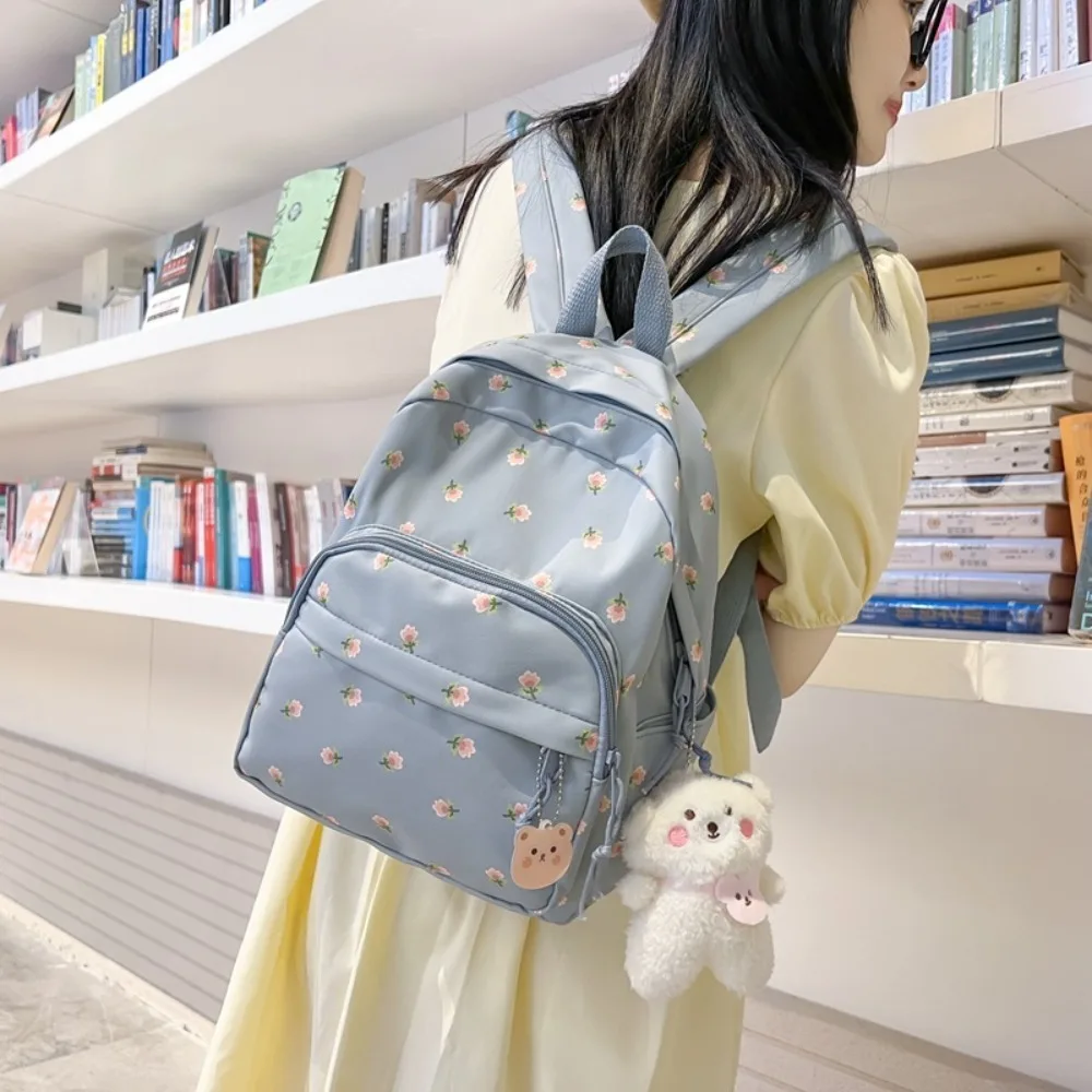 

Small Nylon Women Backpacks Casual Lightweight Daypack Anti-Theft Bookbag Charm for Girls