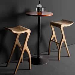 Wood Minimalist Bar Stools Nordic Design Free Shipping Coffee Shop Bar Chairs Outdoor Kitchen Tabouret Haut Lounge Furniture