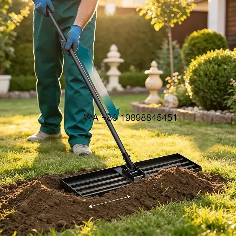 Wmwmnu Long Handle Lawn Leveling Drag Rake for Putting Green Sand Flattening Harrow Turf Grass Surface Smoothing