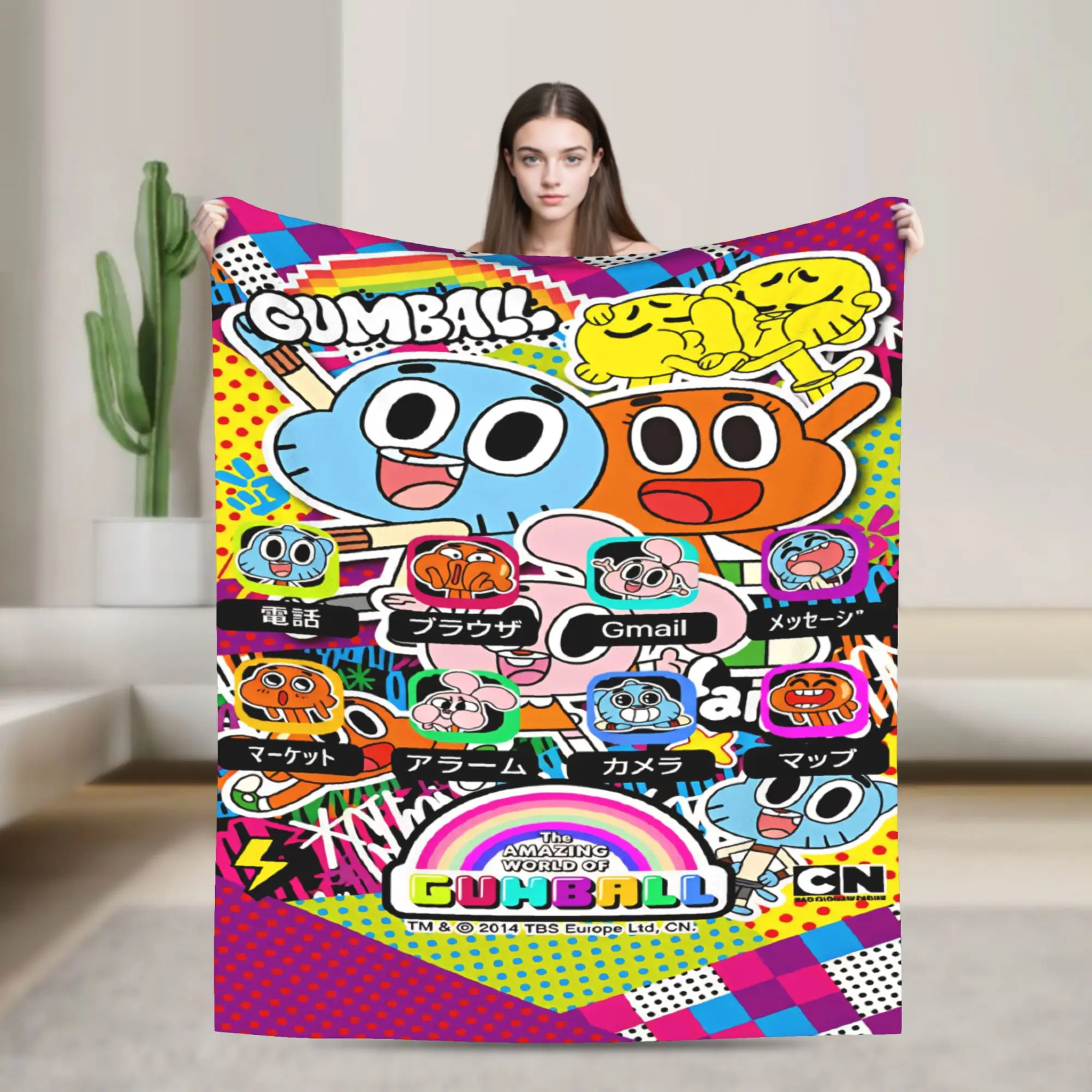 The Amazing World Of Gumball  Warm Soft Blankets Picnic Plush Throw Blanket Pattern Living Room Flannel Bedspread Sofa Bed Cover