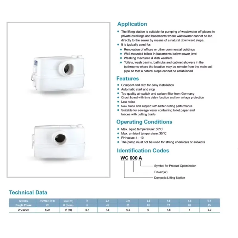 2025 حار بيع المرحاض مضخة مياه الصرف الصحي محطة رفع معالجة مياه الصرف الصحي المحلية