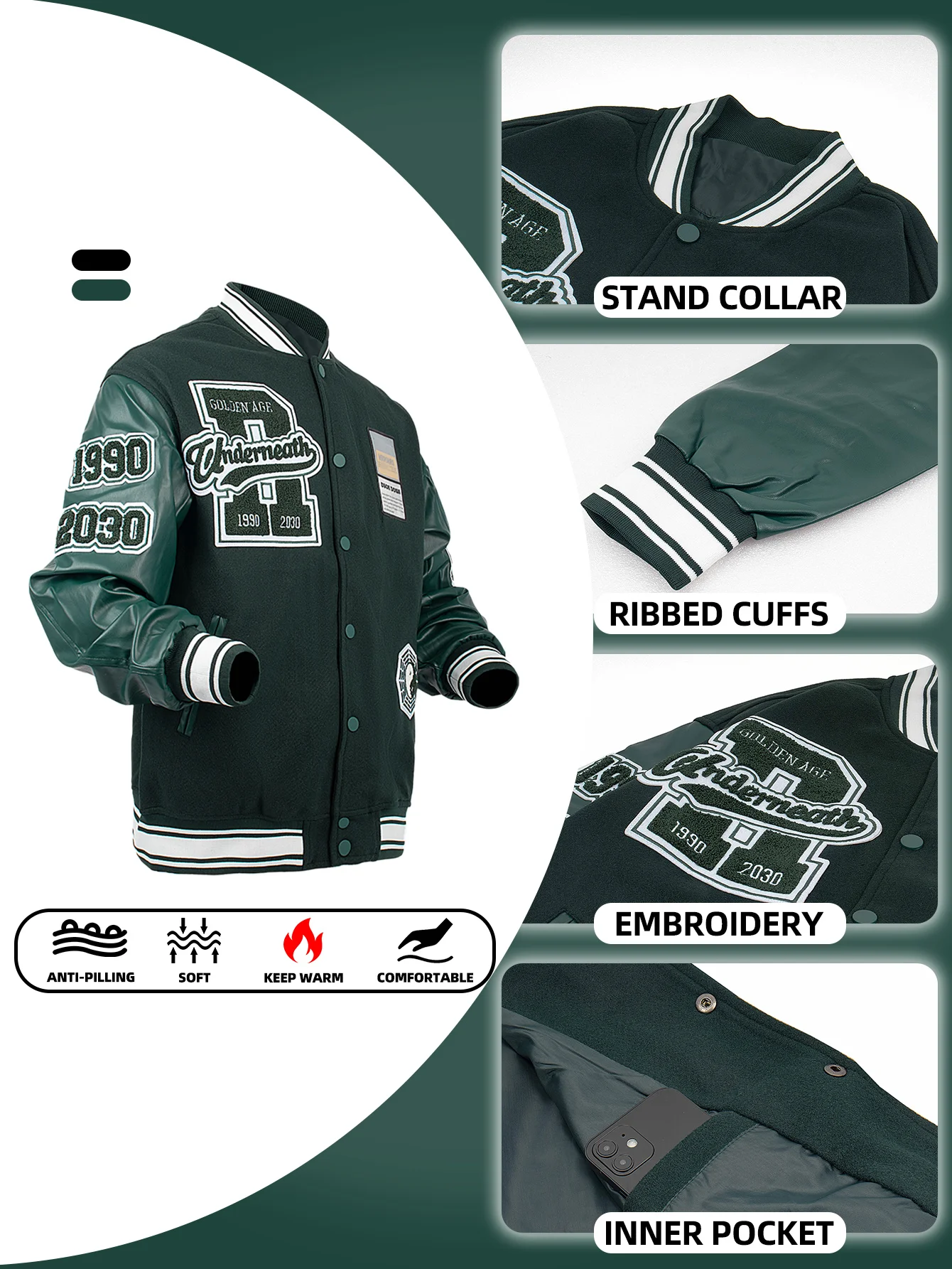 Men's Embroidered Varsity Jacket Retro Bomber Coats Autumn/Winter Tai Chi Embroidery Outwear Motorcycle new in jackets