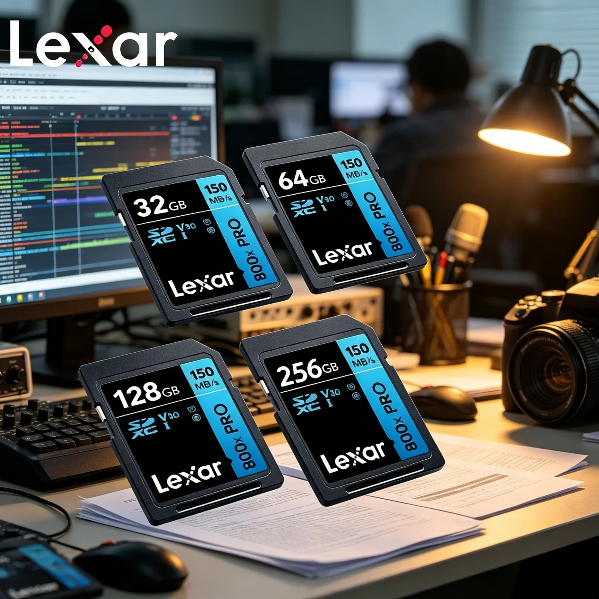 32GB SDHC 64GB 128GB 256GB SDXC Lexar 800x Pro UHS-I Class 10 High Speed Memory Card 150MB/s Read for Camera Video Recording