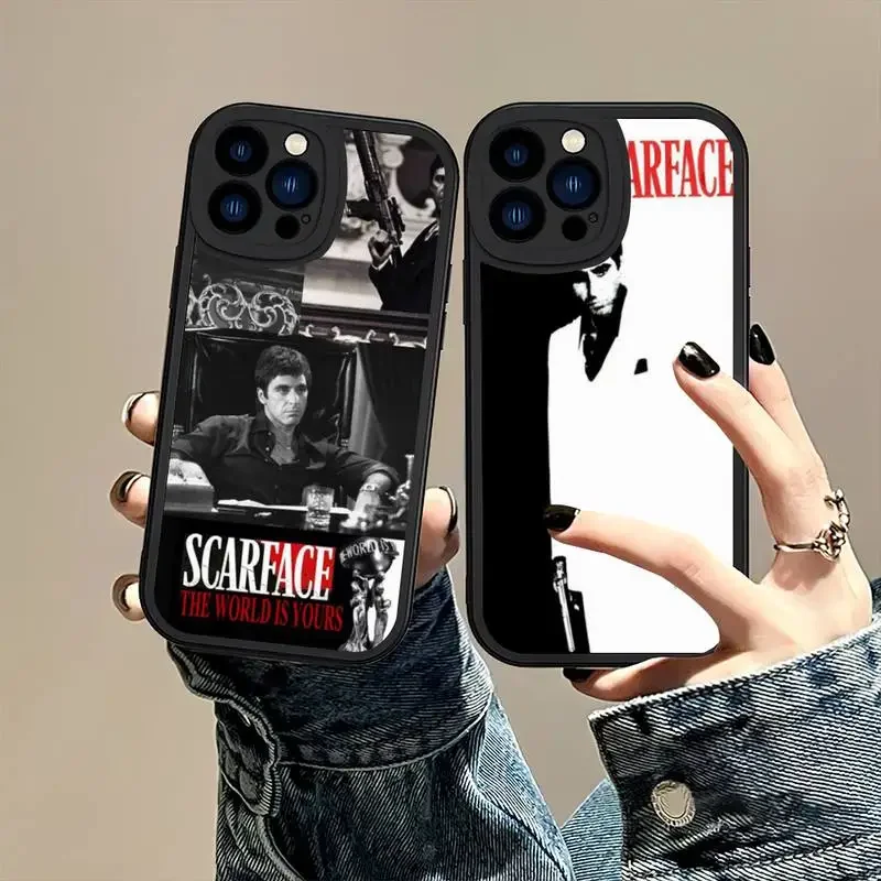 Film Scarface Tony Montana Phone Case For iPhone 11 12 13 14 X XR Pro MAX 15 Plus Lens Protective Leather Soft Back Cover