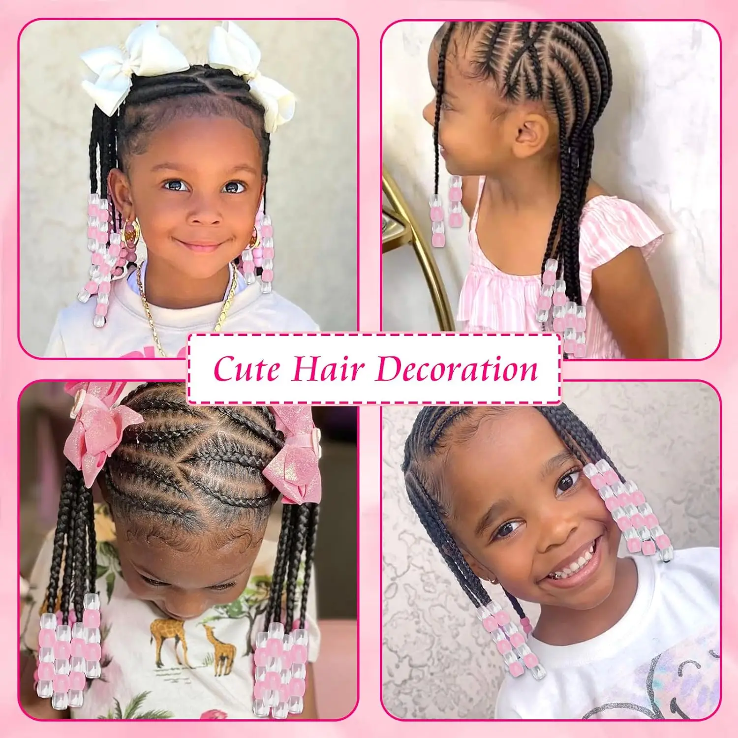 50PCS 옐로우 핑크와 로즈 레드 컬러 Dreadlock 헤어 비즈 클리어 아크릴 비즈 & 도구와 귀여운 머리띠 액세서리