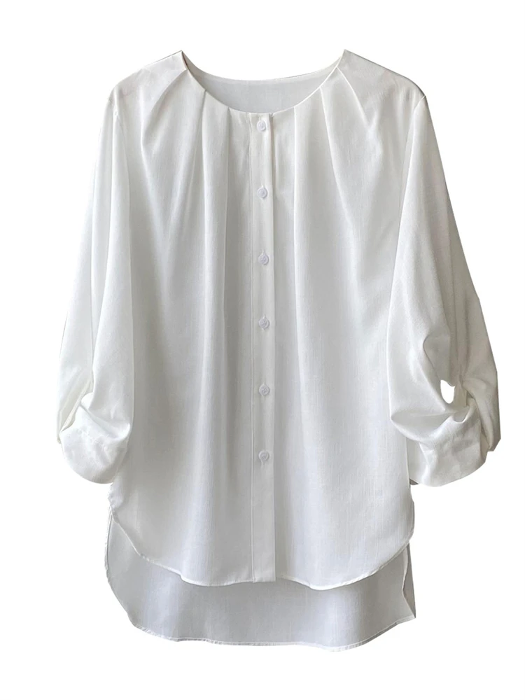 Chemisier en coton à manches longues pour femmes, chemise d\'été pour femmes, Maxi Blusas, Casual, Élégant, Vintage, Surdimensionné, Blanc, At,