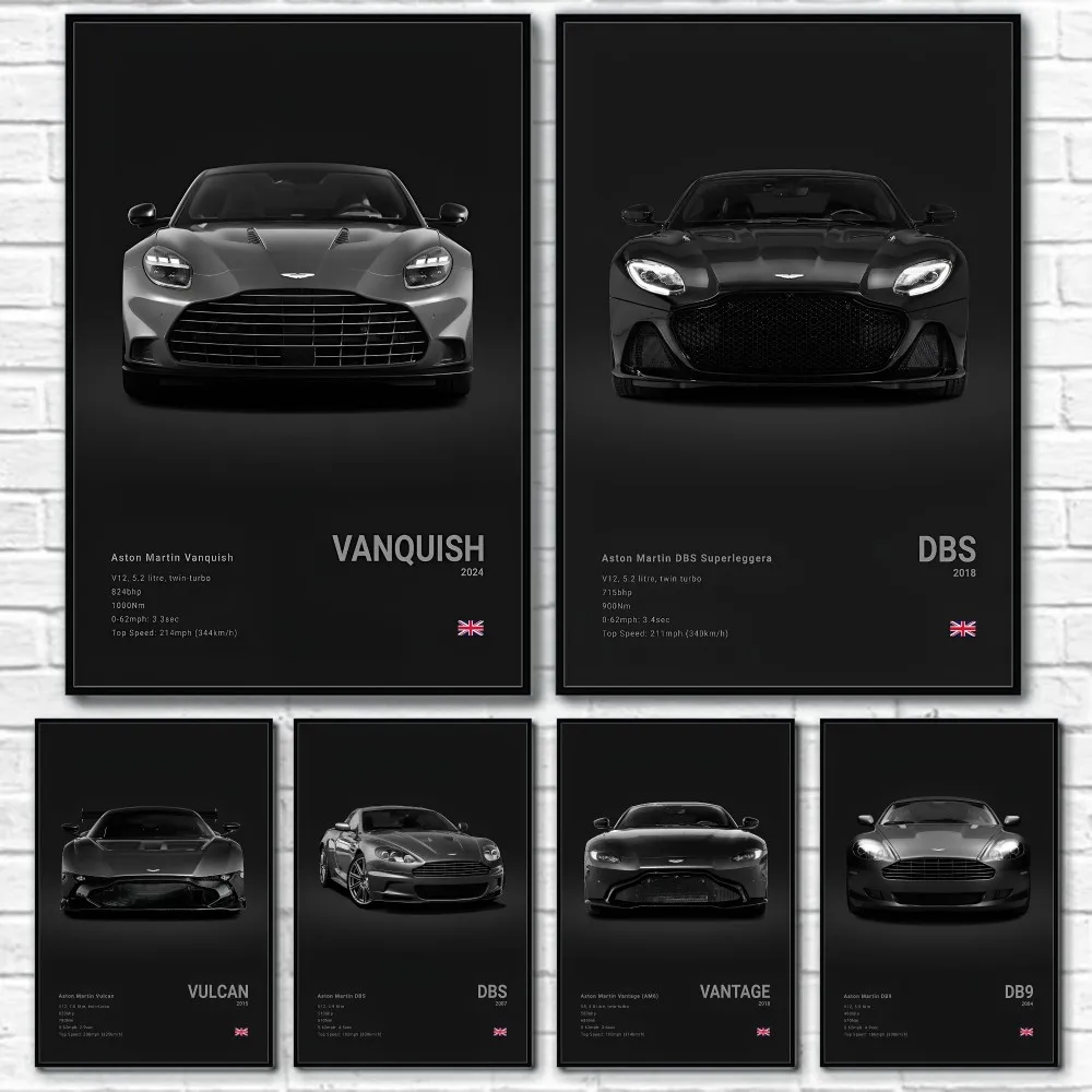 

A-Aston M-Martin DB11 9 5 S Ventage S Vulcan Poster Sticky Wall Art Printing Waterproof Home Living Bed Room Bar Aesthetic Decor