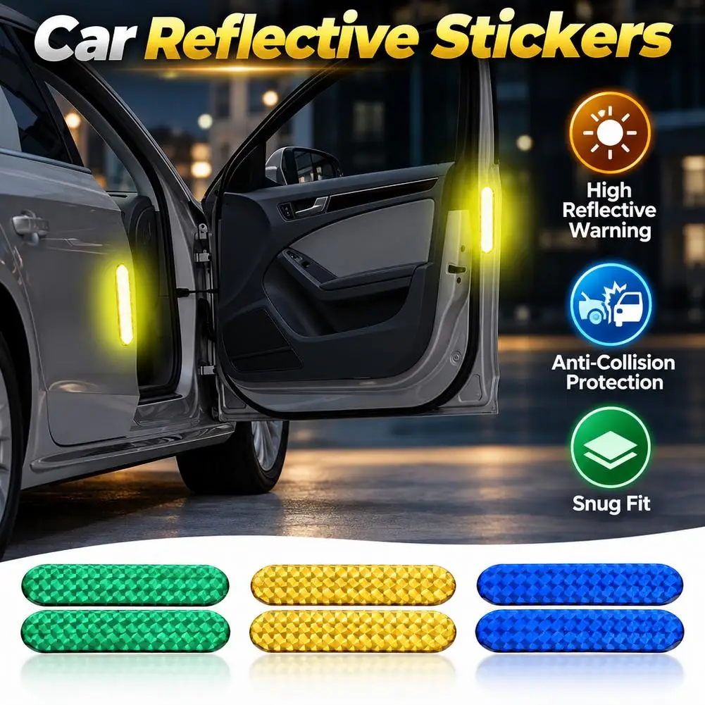 Car Side Reflective Stickers Door Anti Collision Warning Strip Traceless Epoxy Protective Decal Vehicle Safety Accessories