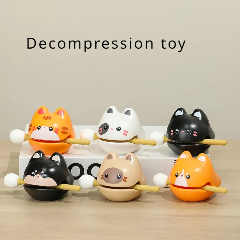 

Cute Little Cat Wooden Fish Office Decompression Tool Desktop Decoration Creative Serene Adult Stress Relief Toy Holiday Gifts