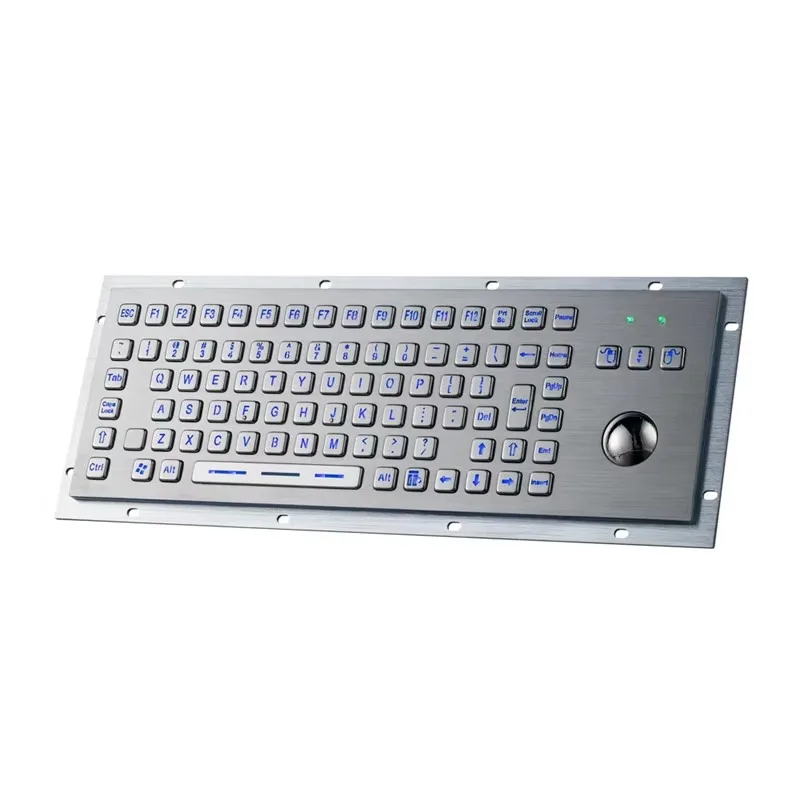 

Rugged IP65 Stainless Steel Industrial Keyboard with Backlit Keys and Trackball Mouse for Kiosk Applications