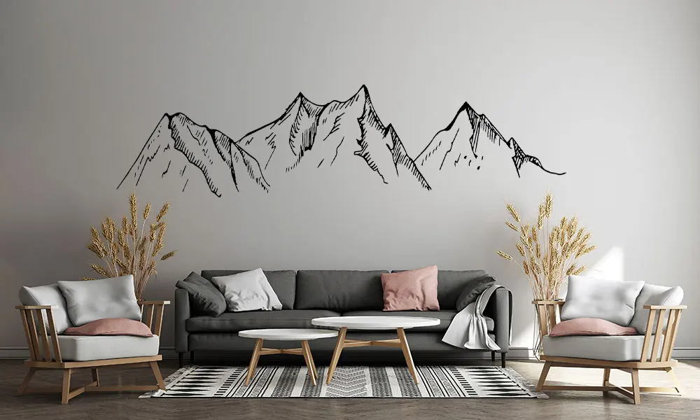 Mountain Silhouette Wall Decal Mountains Vinyl Sticker Farmer House Murals For Living Room Mordern Room Decoration 3901