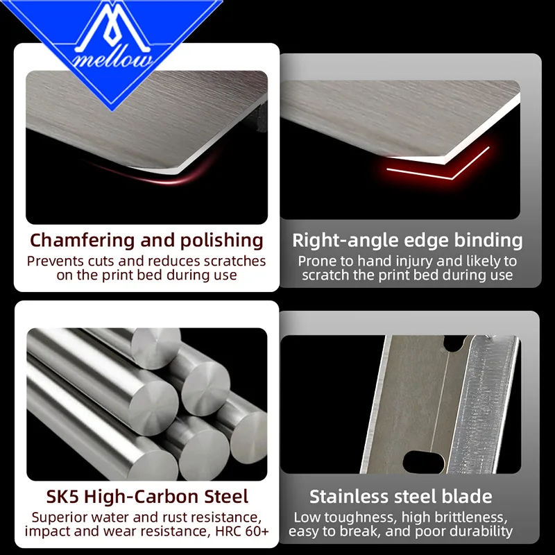 أداة إزالة طباعة شفرة Mellow LadyerBlade ثلاثية الأبعاد SK5 للطابعات ثلاثية الأبعاد - متوافقة مع Bambu Lab، Creality، Voron #5