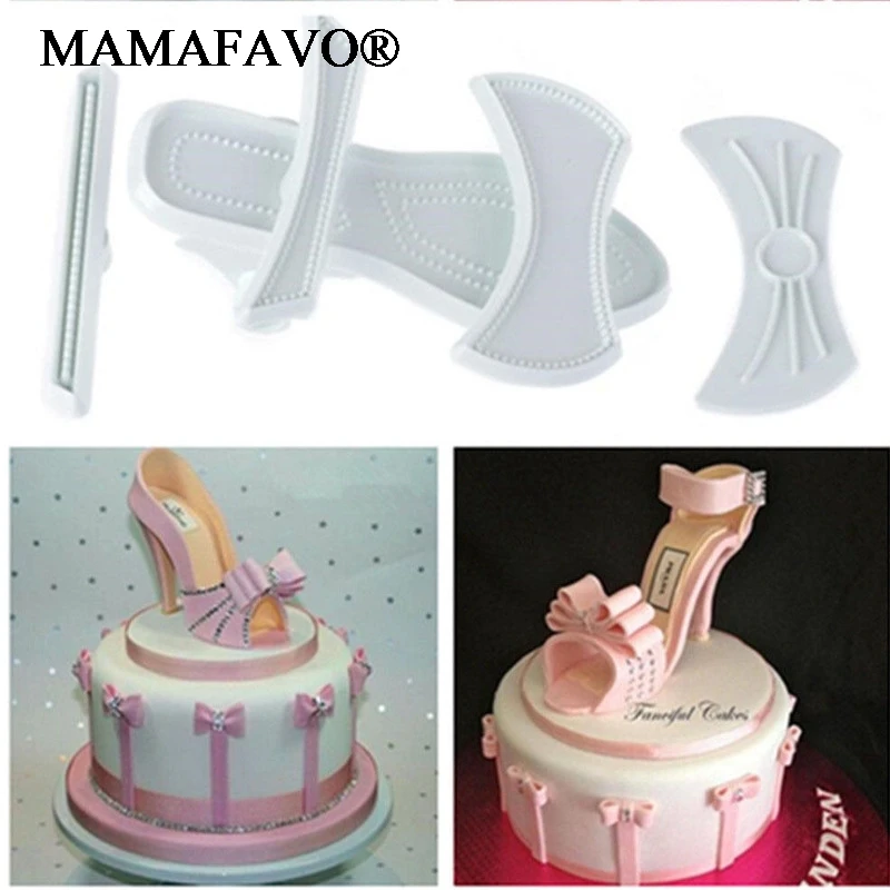 9Pcs/set Plastic Fondant Ladies High Heel Shoe Cutter Press Mold Cake For Cake Decoration Tools Embossing Dies E512