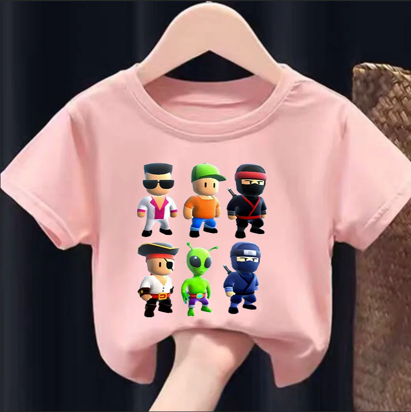 

Boys Stumble T-Shirts Harajuku Kids Games Short Sleeve Top Children Guys Tee Casual Boy Girls Wish Asha O-neck Modal Fabric Tops