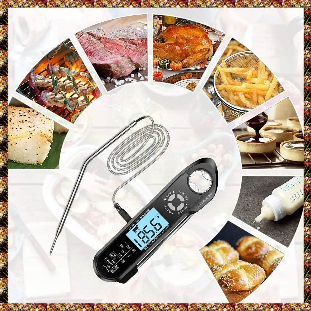 Termómetro para carne BTCL, sonda doble, lectura instantánea, termómetros para carne y alimentos para cocinar con función de alarma y retroiluminación