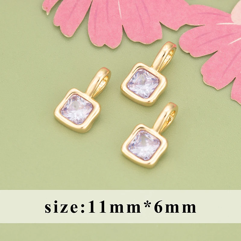 assoonas, 6 Stück/Lot, MH24, Schmuckzubehör, 18k Gold rhodiniert, Kupfer, Zirkone, handgefertigt, Anhänger, DIY-Anhänger, Schmuckherstellung – Detail 3