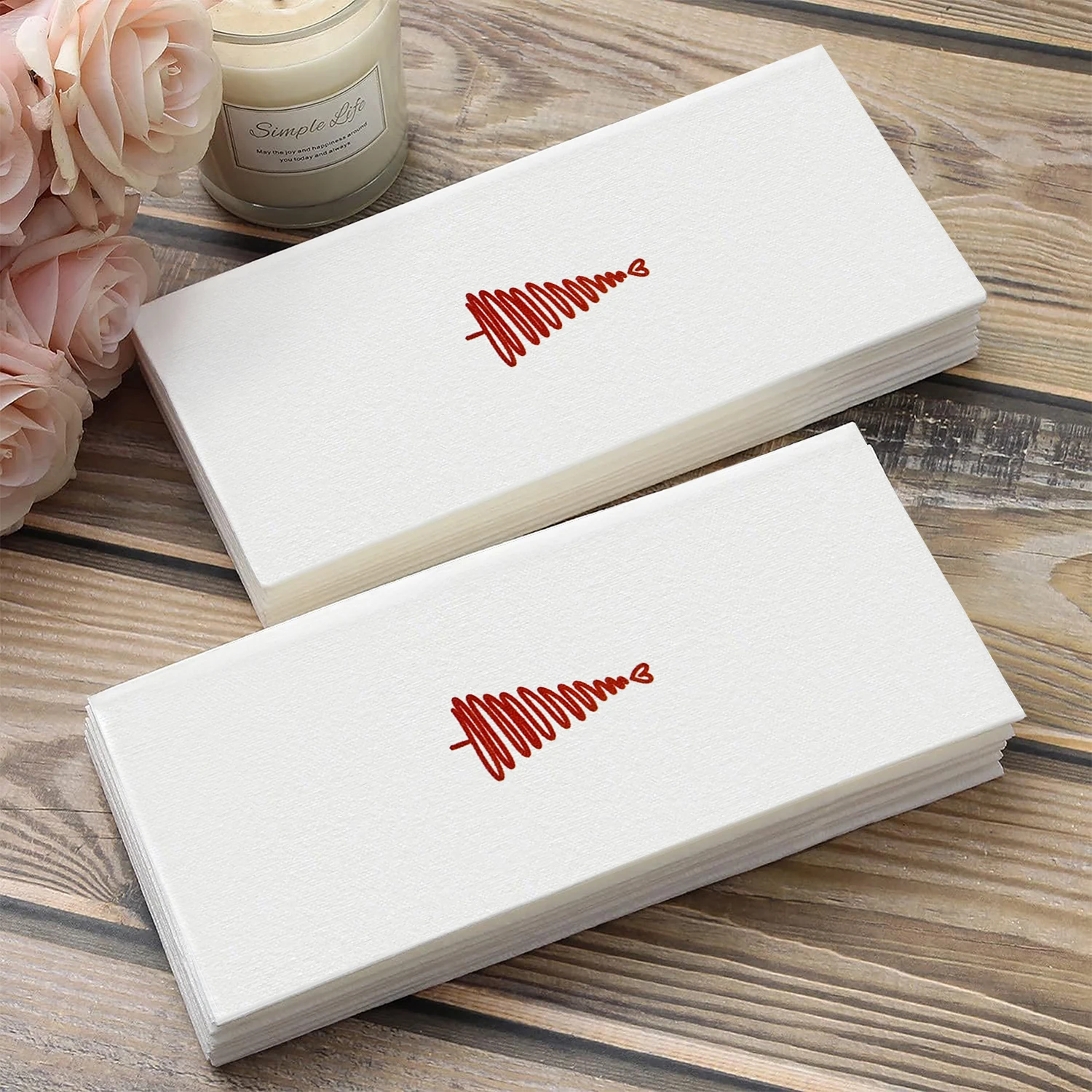 INYUDOME 25/50 servilletas de cena desechables priegadas estampadas con sensación de lino, 11,81x16,92 pulgadas para fiesta de Navidad en casa, Bar