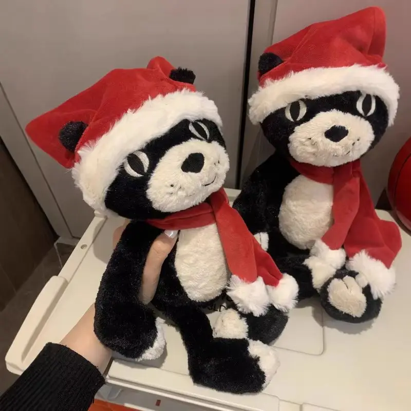 Pluszak Jellycat Lucky Cat w świątecznym stroju Świętego Mikołaja - limitowana edycja, miękka maskotka, prezent świąteczny dla dziewczyny i dzieci