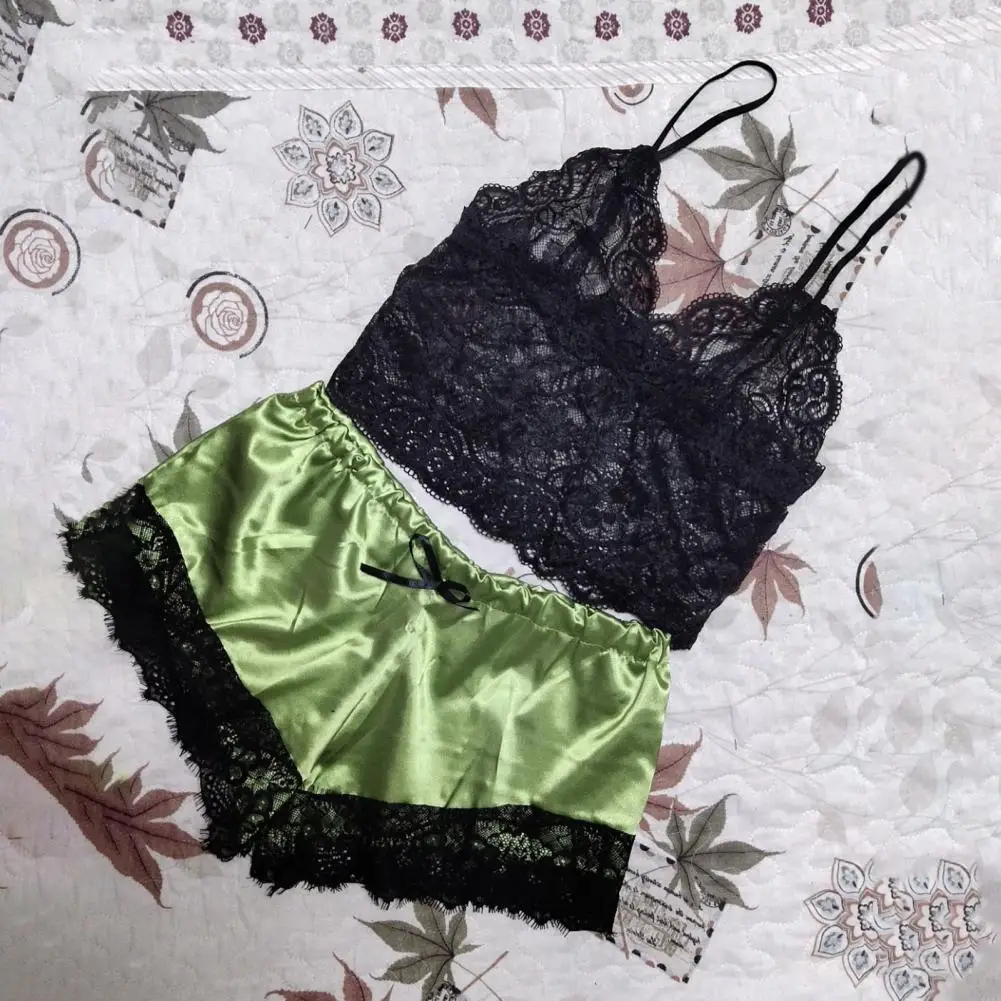 

Pajama Sets Sexy Pajamas for Women 2 Pieces Top Shorts Set Sleepwear Clothes Lace Pajamas Underwear Lingerie