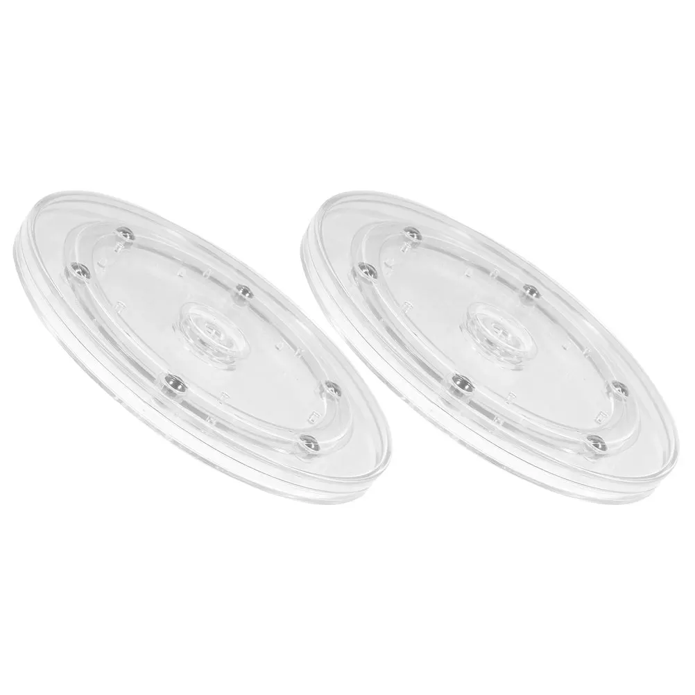 

2pcs Plastic Turntable 360 Degree Rotation Transparent Multi-Functional Storage Organizer Spice Rack Condiment Tray Kitchen