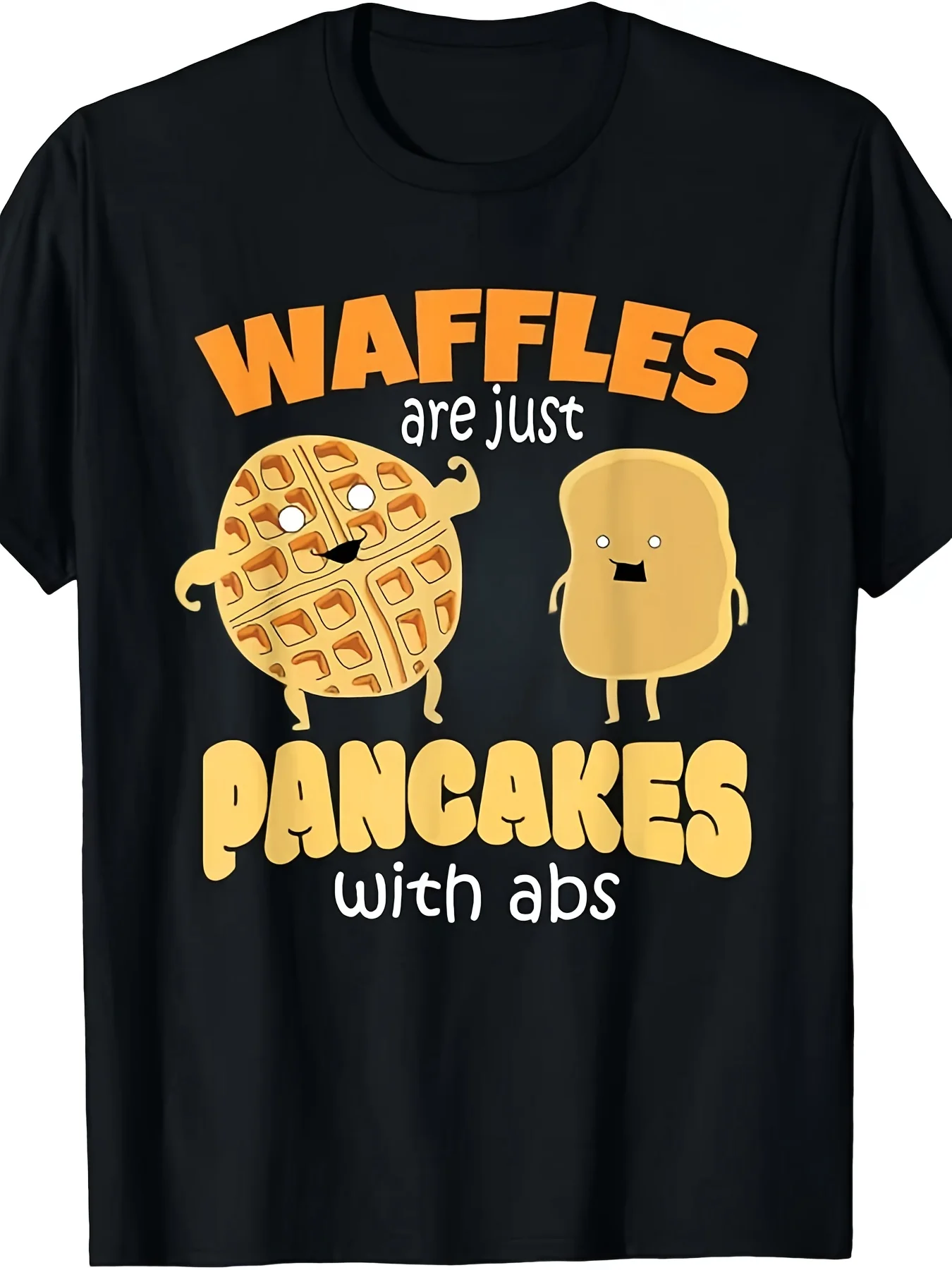 [New Limited Edition] Fun Waffle Is A Breakfast T-shirt for Pancakes, Retro Casual Short-sleeved T-shirt, Crew Neck Print Pattern, Suitable for Daily Commuting and Outdoor Activities, Machine Washable