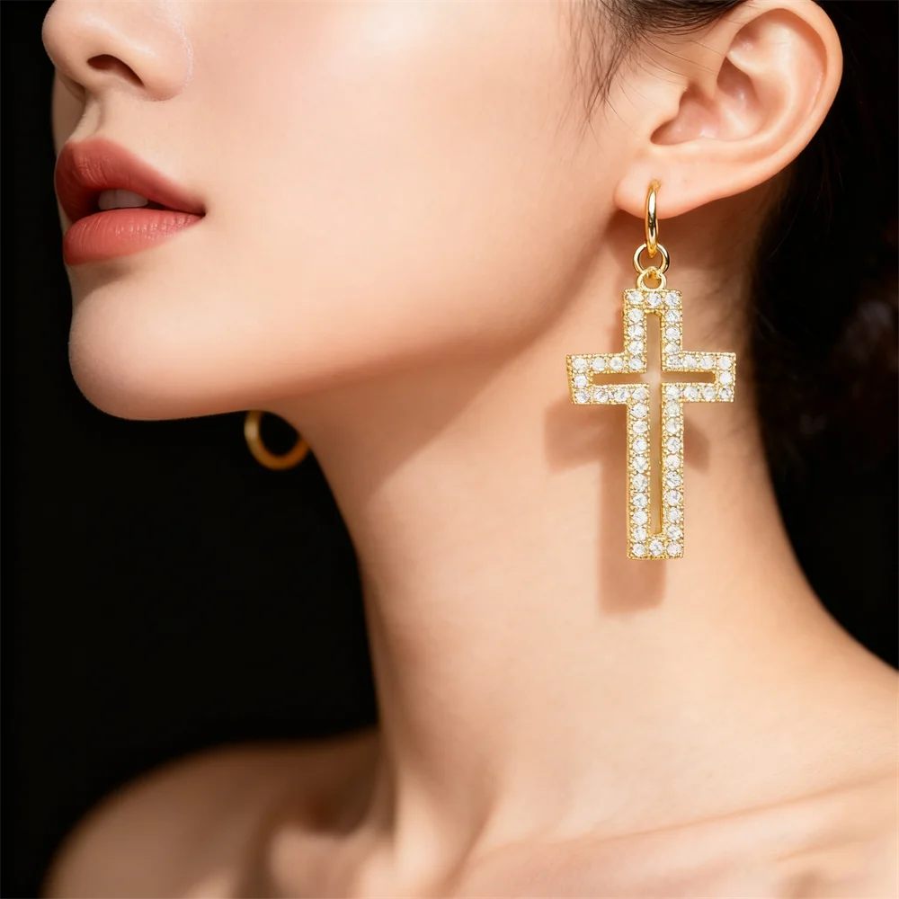 

3Pcs Copper Plated Gold Jewelry Turtle Cross Pendant DIY Necklace Bracelet Making Accessories Inlay Color Charm Zircon for Women