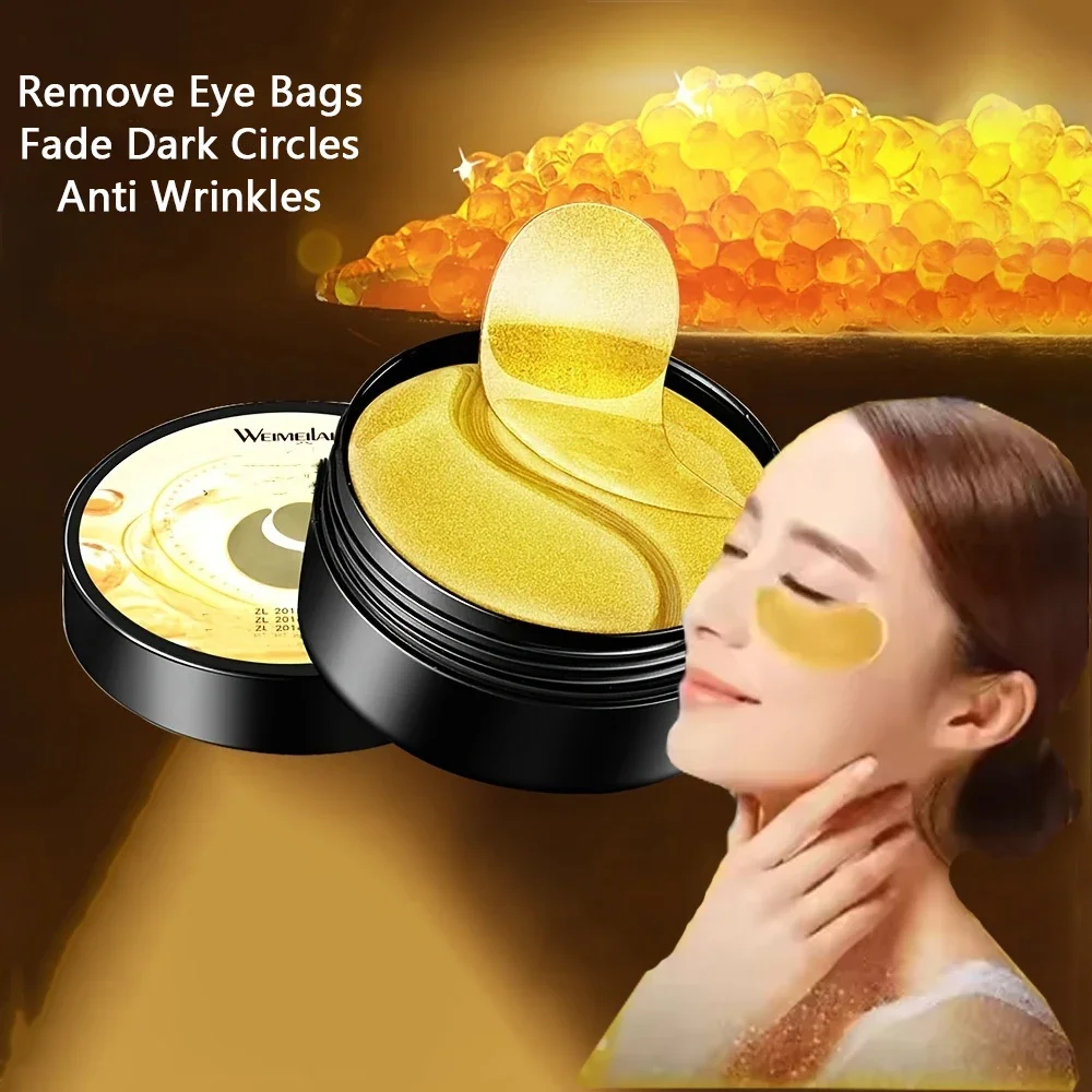 24K Gold Infused Eye Mask Patch Anti-Wrinkle Dark Circle & Puffiness Relief  Moisturizing Eye Care for Night Rescue Daily Use