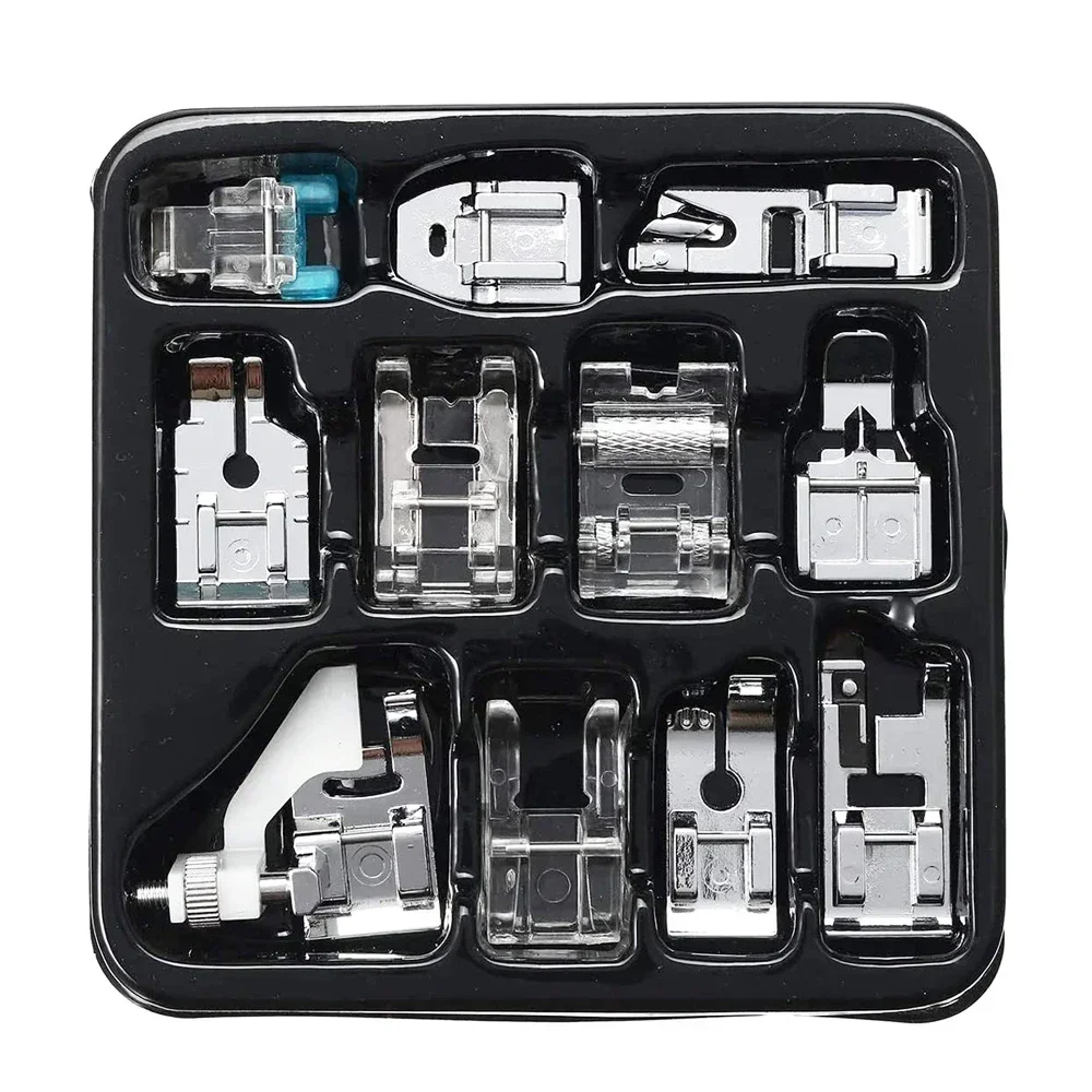 11Pcs Snap-On Presser Feet Kit for Low Shank Sewing Machines - Universal Sewing Machine Accessories Set for Home & DIY Use