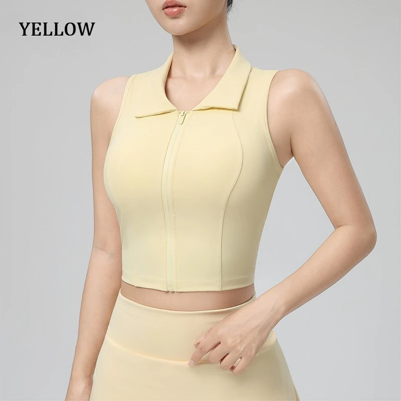 Sports Vest for Women in Summer Running Training Shockproof Professional Front Zipper Yoga Fitness Quick Drying Auxiliary