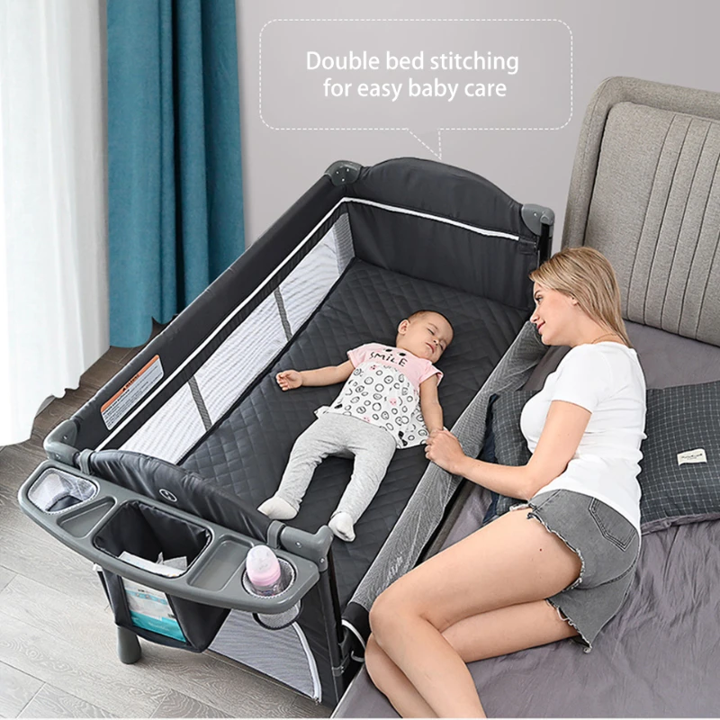 3 In 1 Newborn Baby Bed Multifunctional Baby Cribs Foldable Co-sleeping Bed With Diaper Table Crib Cradle Double Decker Cribs