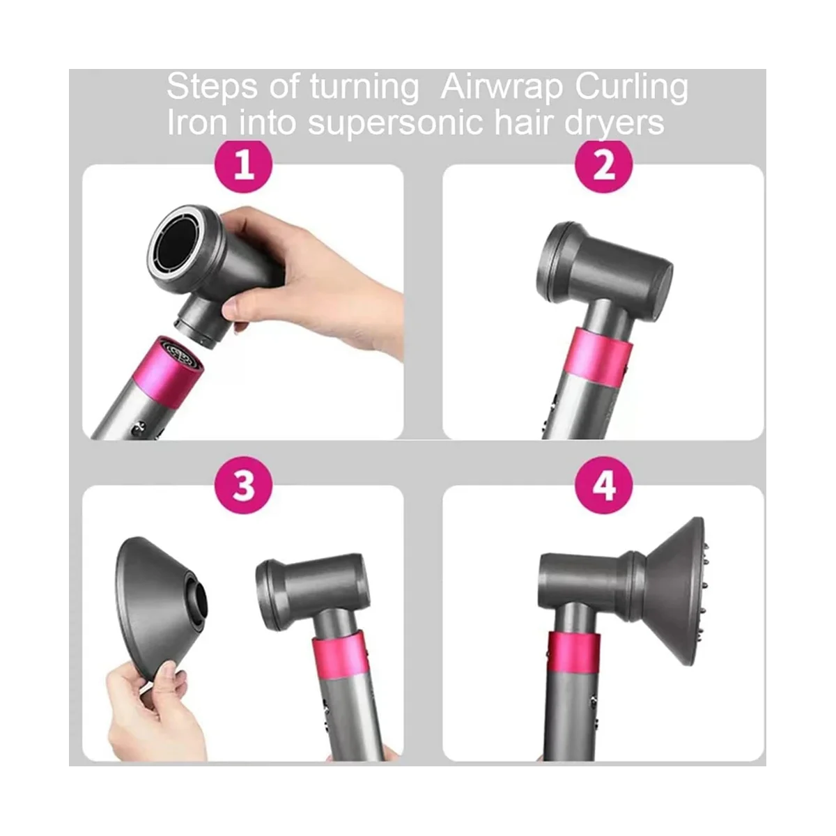 Diffuser+Adaptor+Professional Concentrator for Dyson Airwrap Attachments for Curling Iron Converting To Hair Dryer