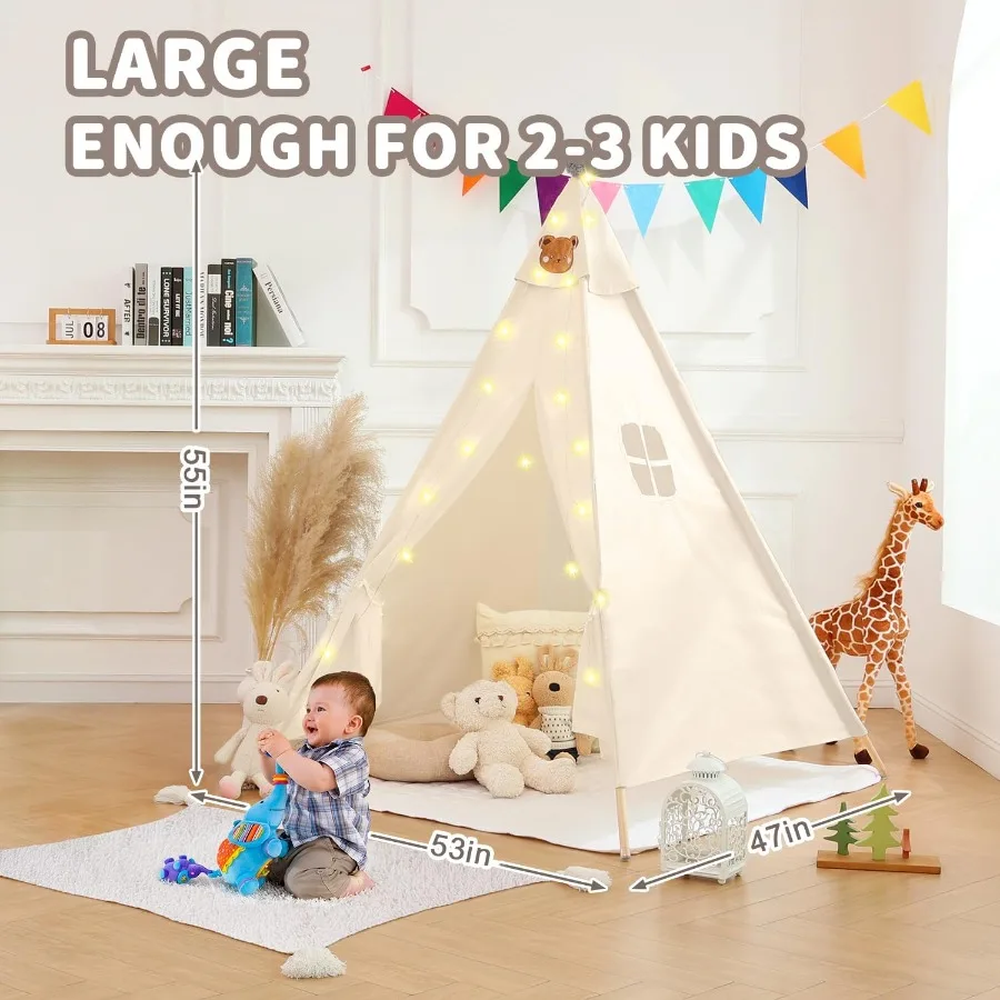 Tenda Teepee per luci stellari Bandiere 53''x47''x55'' Tenda da gioco Tenda da gioco Regali per interni ed esterni Casetta da gioco per bambini Tenda Teepee Bei
