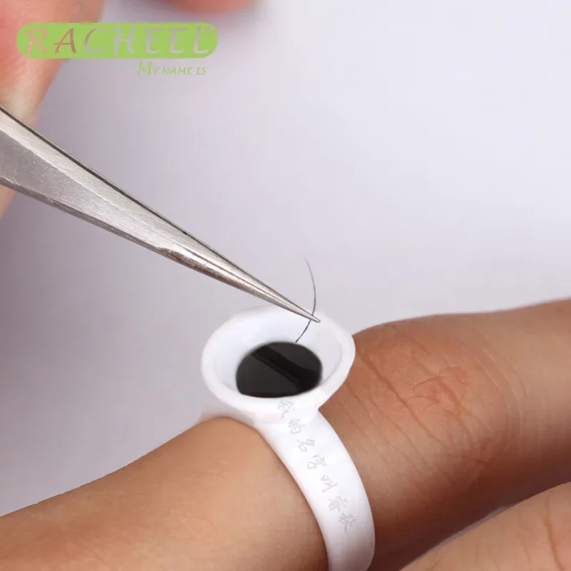 50Pcs Disposable Eyelash Extension Glue Rings Adhesive Holders Eye Lashes Pallet False Lash Extension Supplies