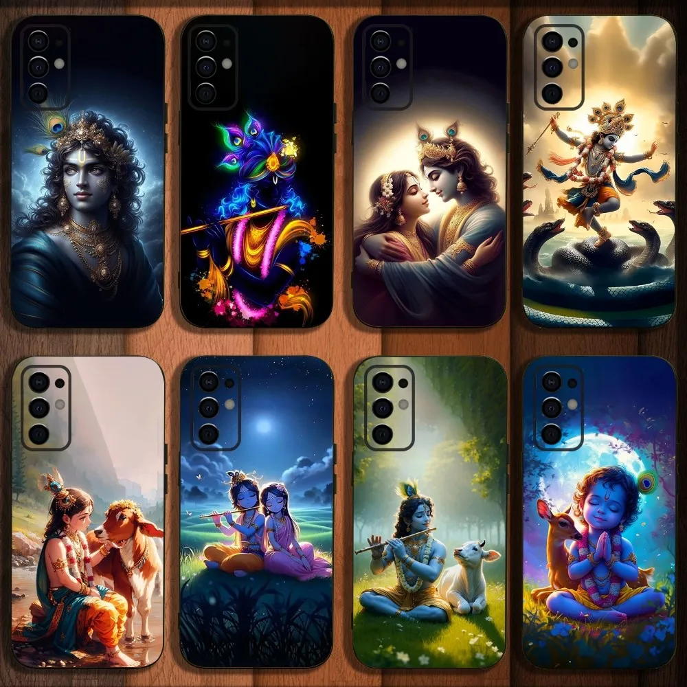 Indian God Lord Krishna Phone Case For Samsung S24,S21,S22,S23,S30,Ultra,S20,Plus,Fe,Lite,Note,10,9,5G Black Soft Cover