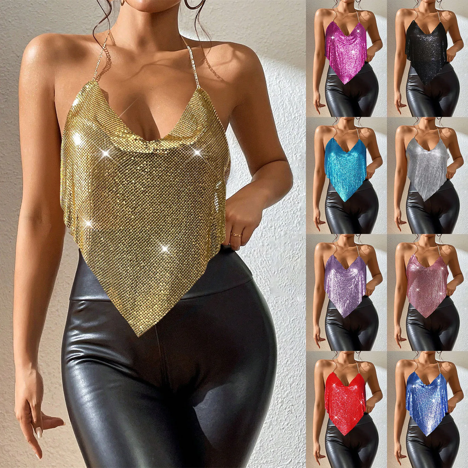 

Women'S Solid Color Slim Fit Backless Retro Short Vest With Suspender Design Home Vest