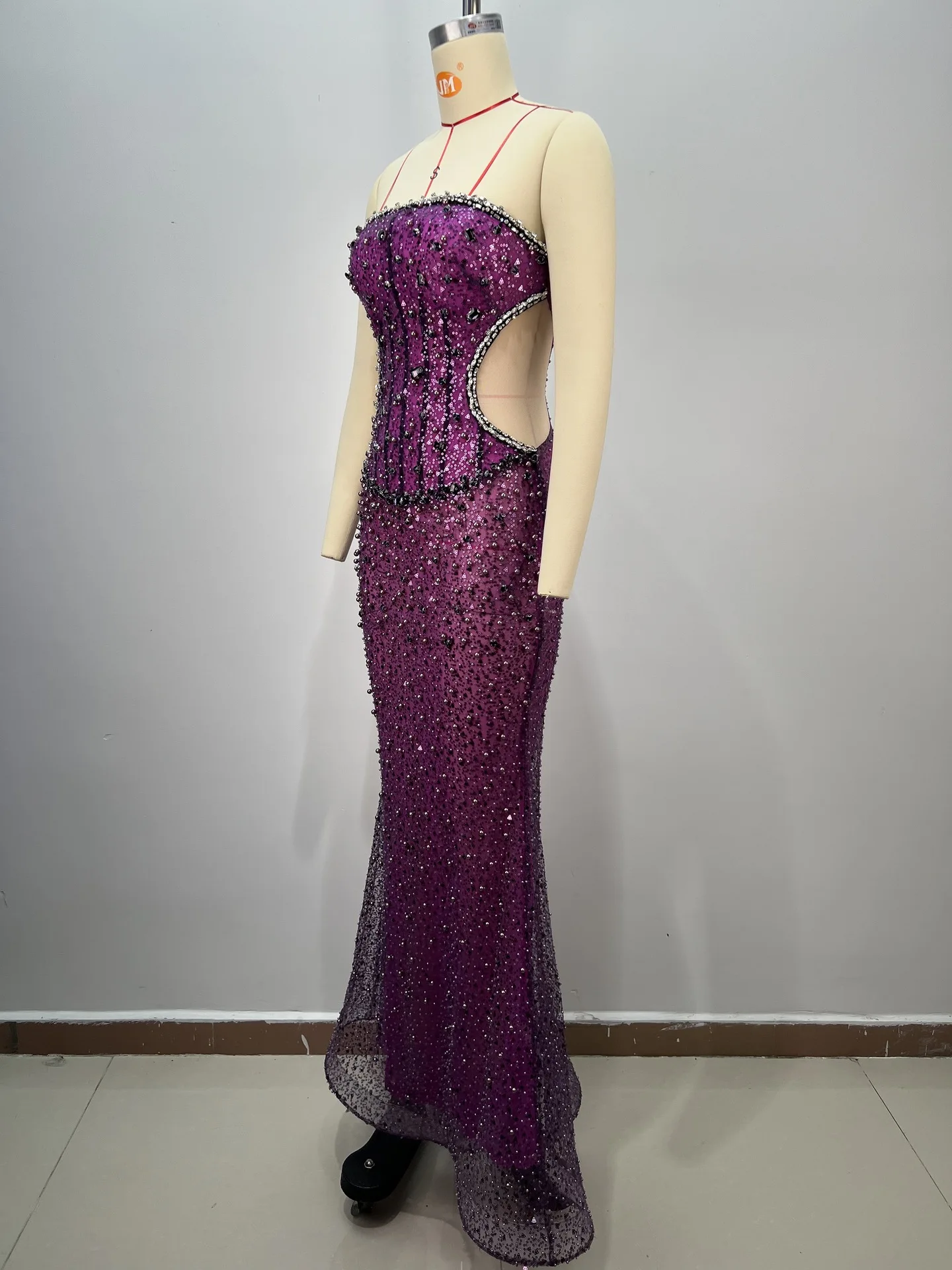 فساتين سهرة بحورية البحر بالترتر الأرجواني بدون حمالات للنساء لؤلؤ السجادة الحمراء للحفلات الراقصة فستان فاخر للحفلات في دبي رداء Du Soir 2026 #4