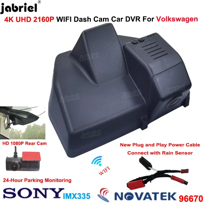 For Volkswagen id 3 For vw id 3 For Volkswagen id3 For vw id3 2020 2021 2022 4K 2160P Dash Cam 24H Car Dvr Front and Rear Camera