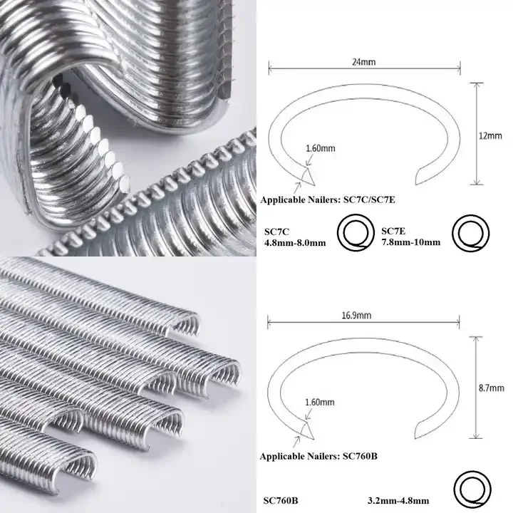 Durable Upholstery Pneumatic Galvanized Iron Wire C Clips Hog Ring Staple C17 C24 C45 SC-6 For Animal Cages